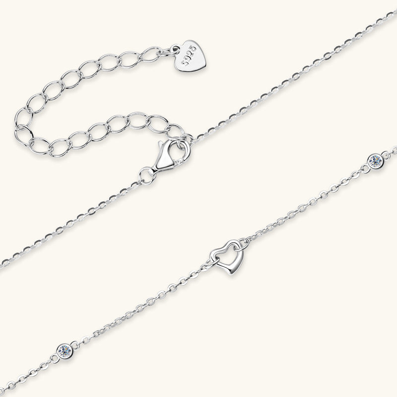 "Lovely" Moissanite 925 Sterling Silver Heart Necklace