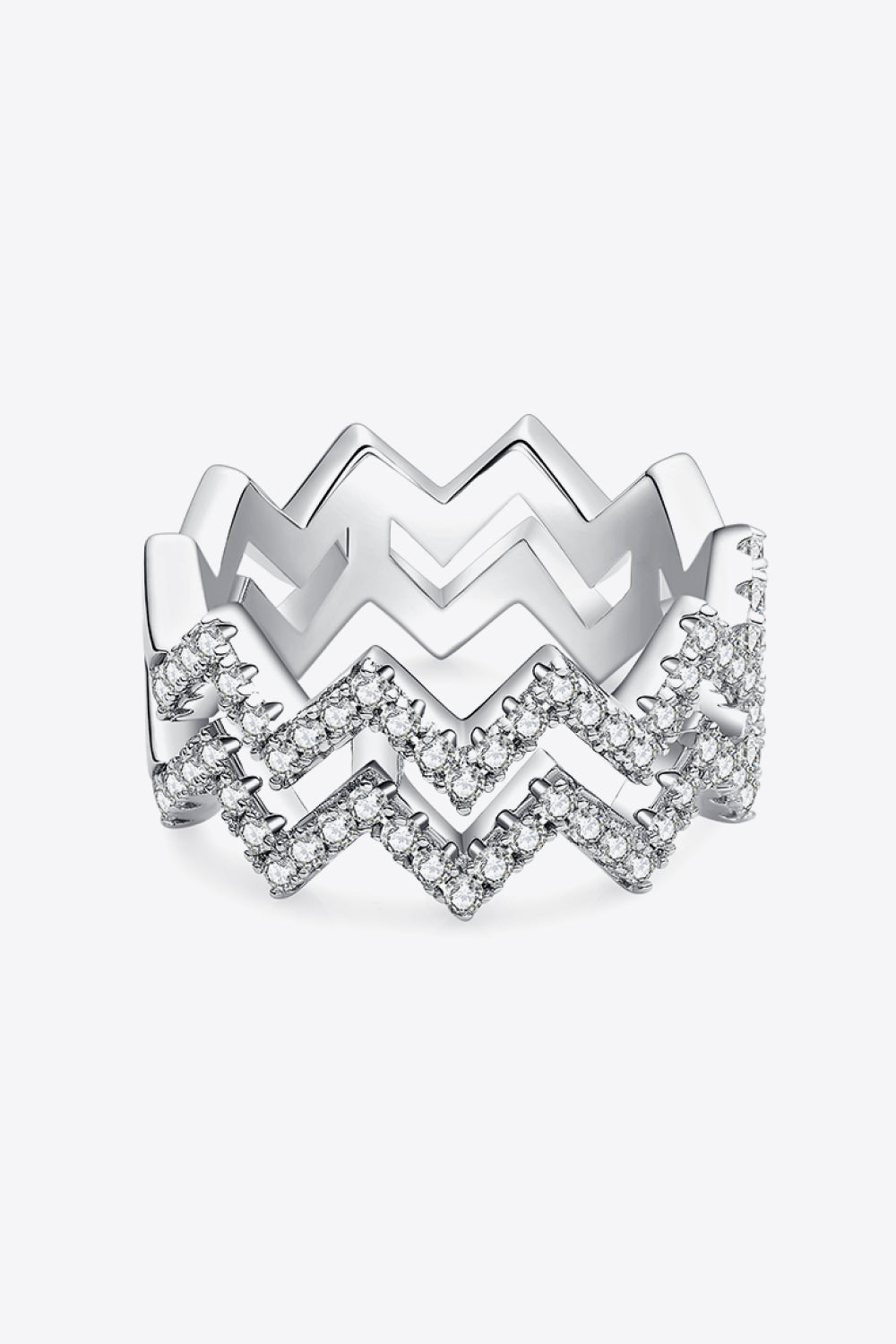 "Your the Zig to my Zag" Adored Moissanite Chevron Stacking Rings