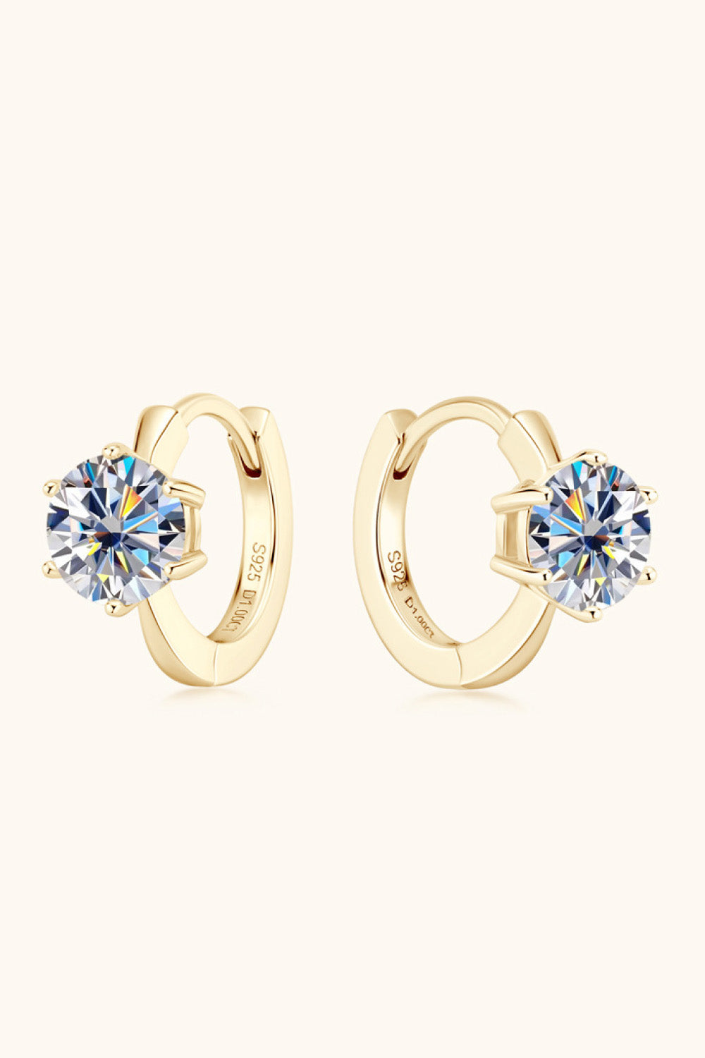 "Perfectionist" 2 Carat Moissanite 925 Sterling Silver Huggie Earrings