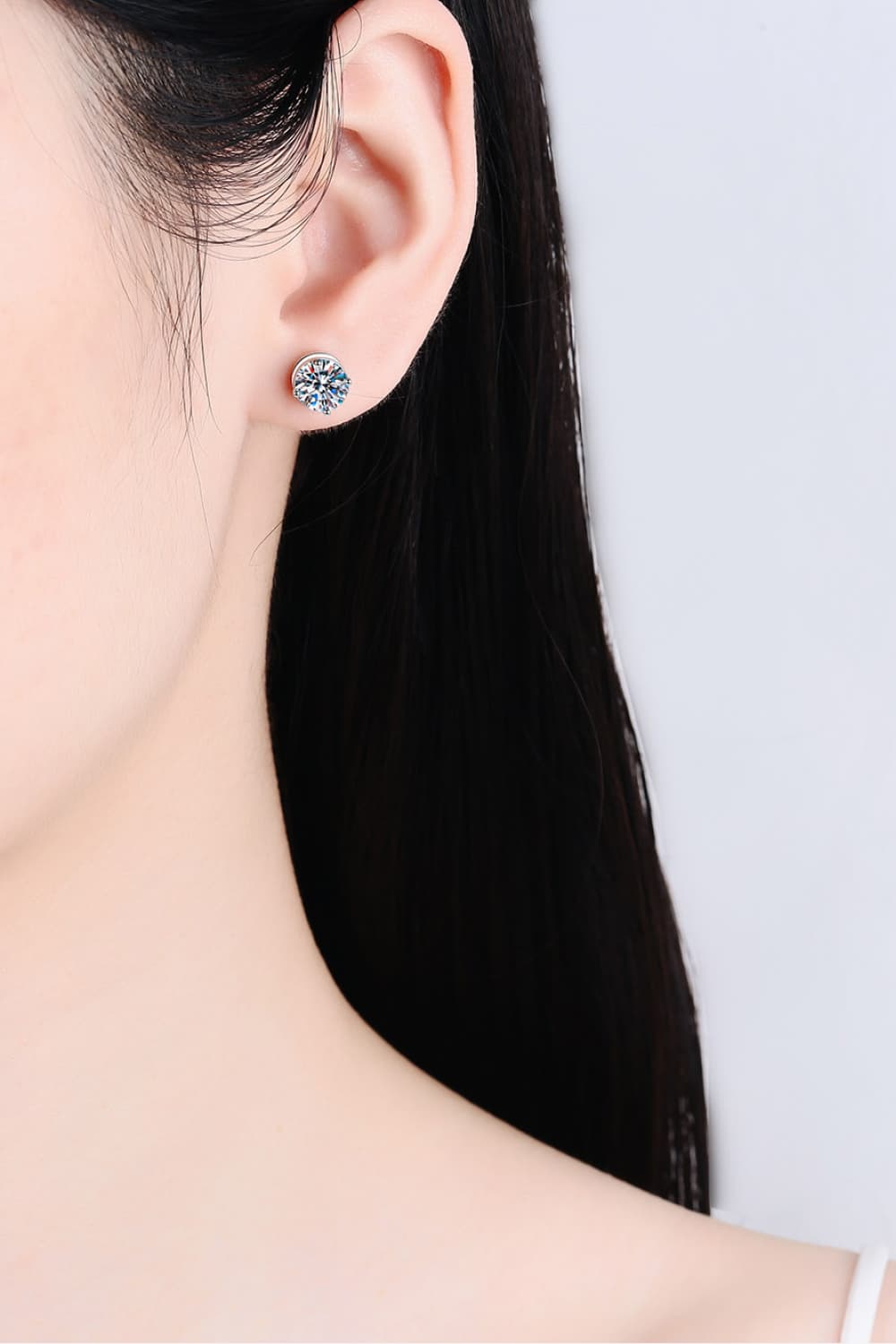 Sammie 2 Carat Moissanite Rhodium-Plated Stud Earrings