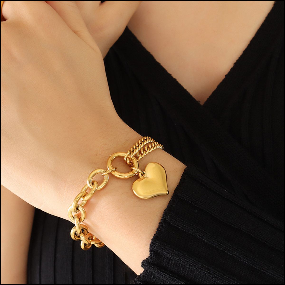 Xandra Half Chunky Chain Titanium Steel Bracelet