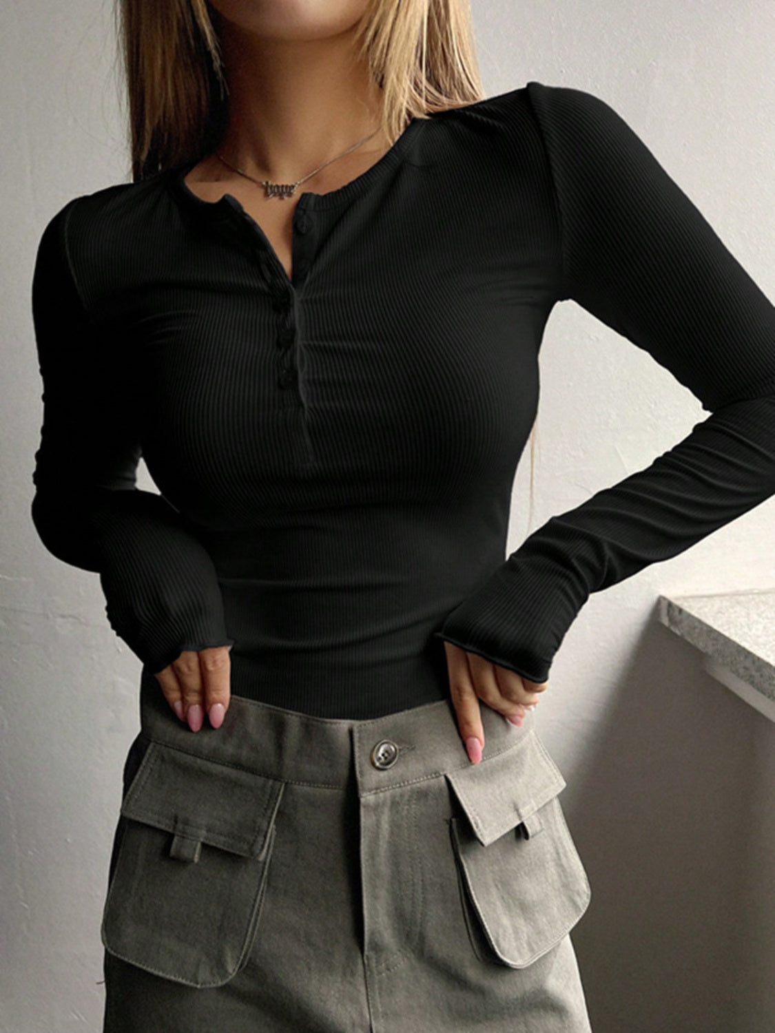 Idris Half Button Long Sleeve T-Shirt