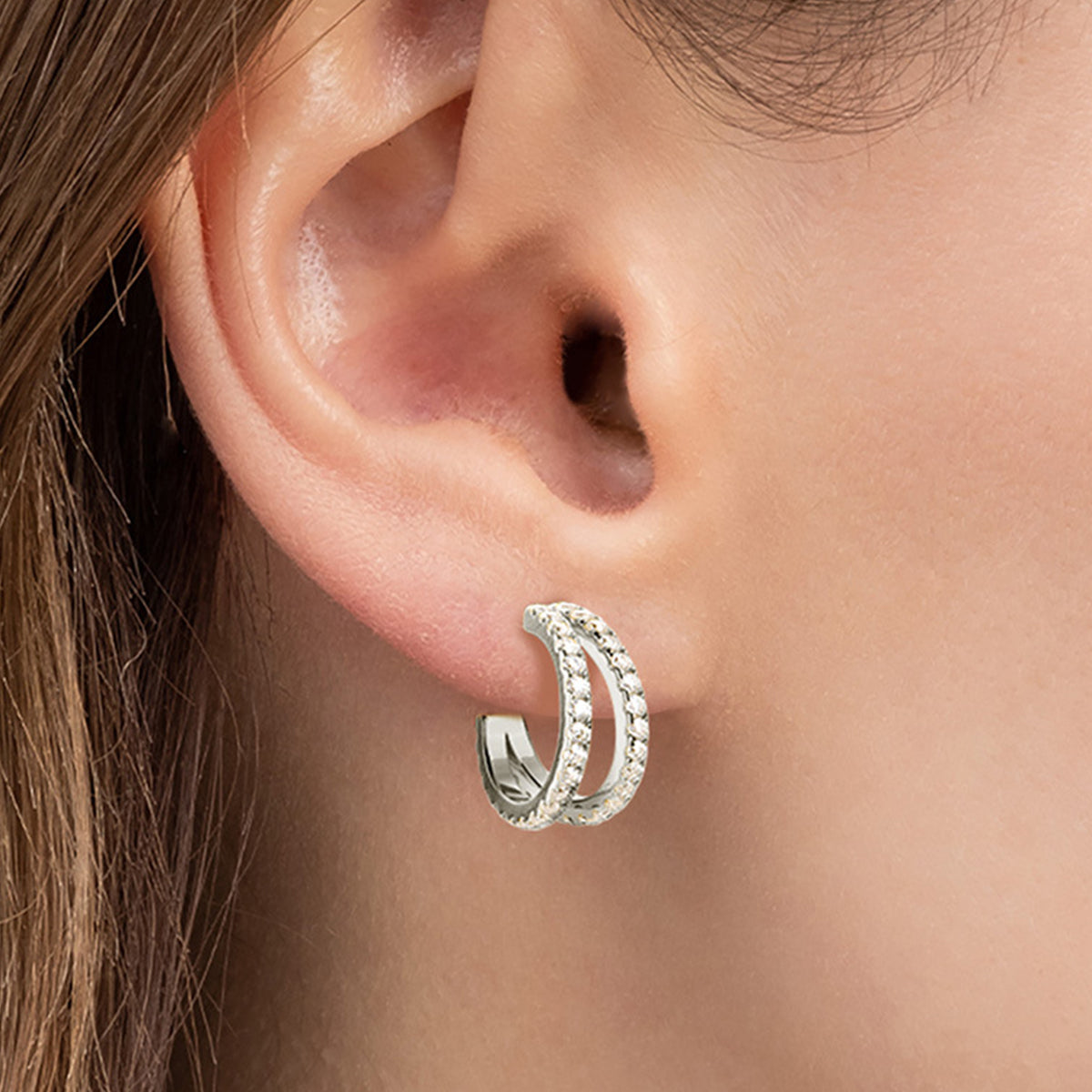 Ivanna Moissanite 925 Sterling Silver C-Hoop Earrings