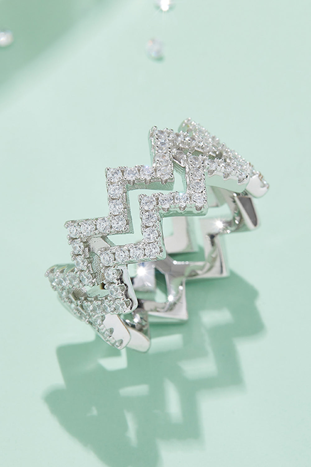 "Your the Zig to my Zag" Adored Moissanite Chevron Stacking Rings