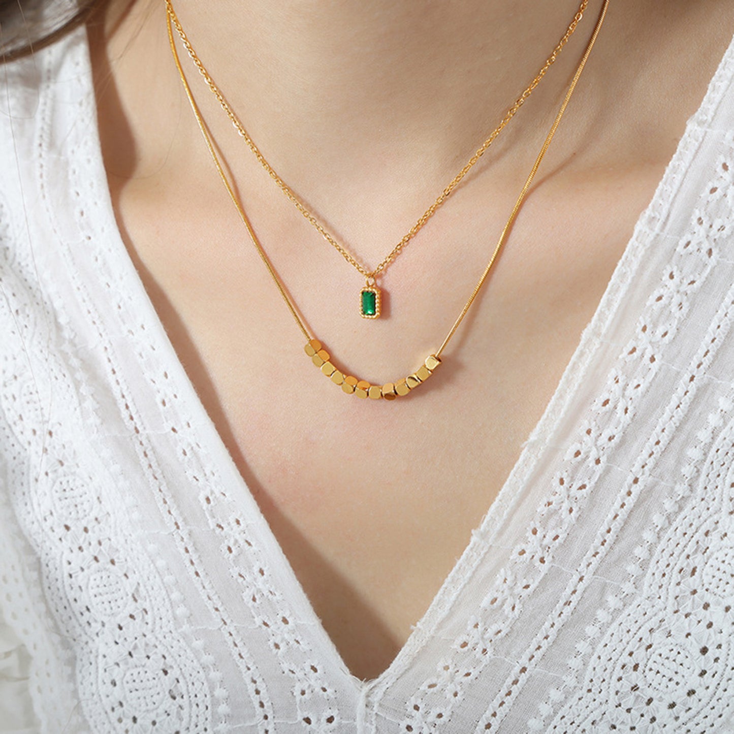 Starlit Glo 18K Gold-Plated Double-Layered Necklace