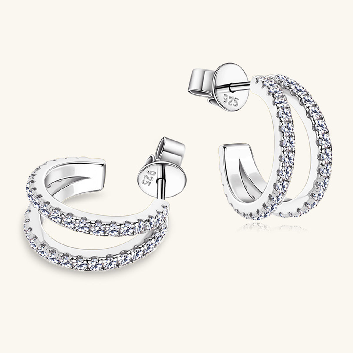 Ivanna Moissanite 925 Sterling Silver C-Hoop Earrings