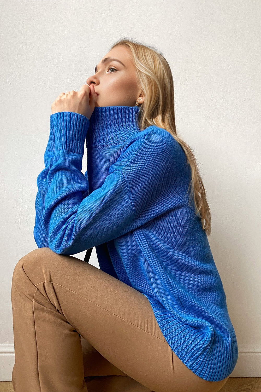 Cozy Bliss Turtleneck Dropped Shoulder Long Sleeve Sweater