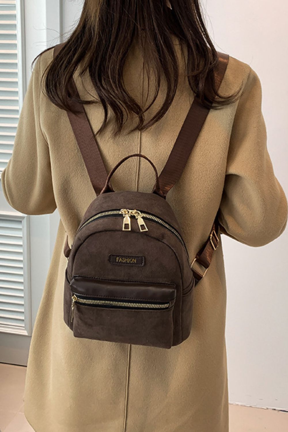 Janie Suede Adjustable Strap Backpack Bag