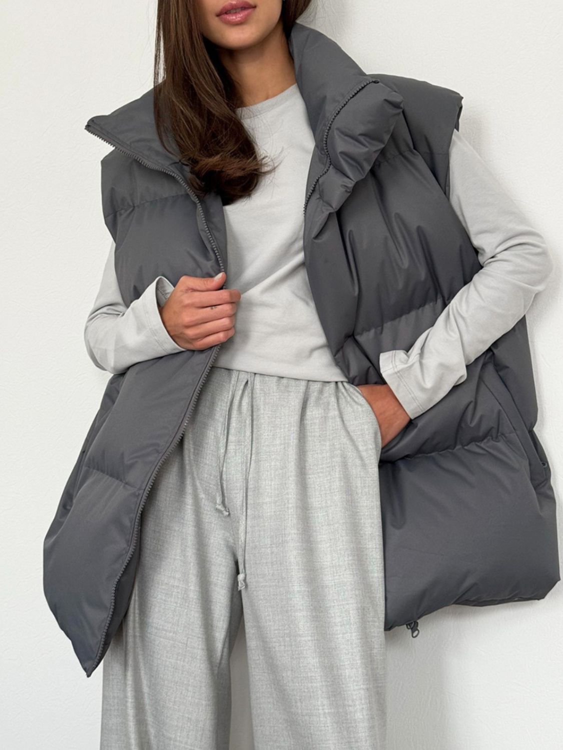 Amarae Zip Up Turtleneck Vest Coat