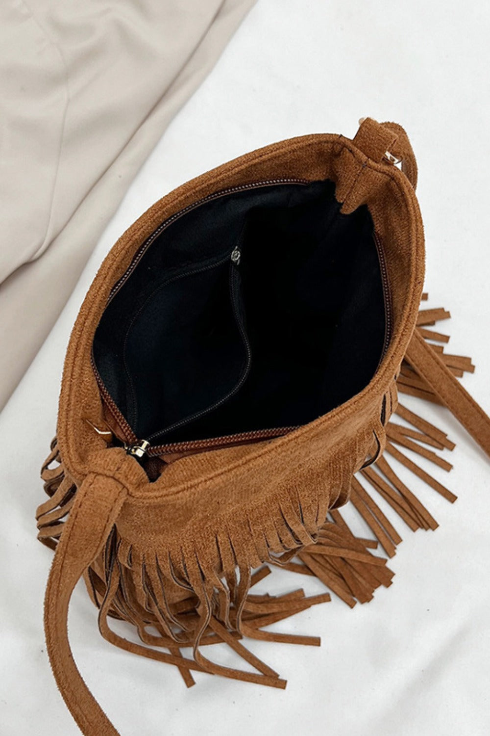Lorraine Suede Fringe Shoulder Bag