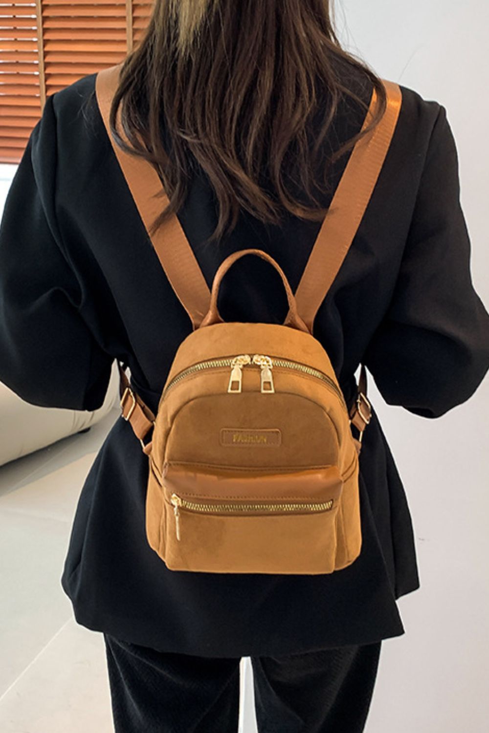 Janie Suede Adjustable Strap Backpack Bag
