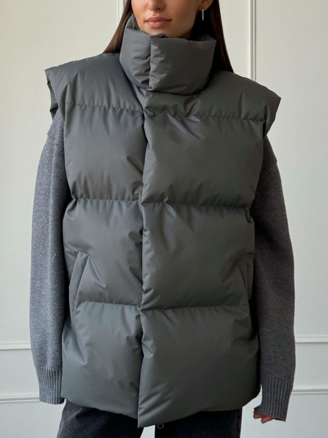 Amarae Zip Up Turtleneck Vest Coat