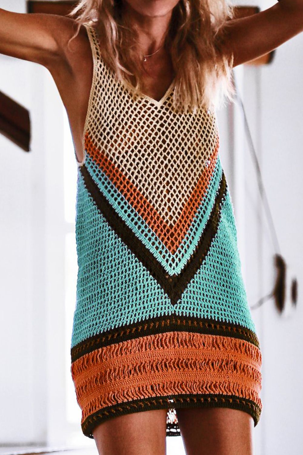 "Beachy-Keen!" V-Neck Tank Knit Cover Up