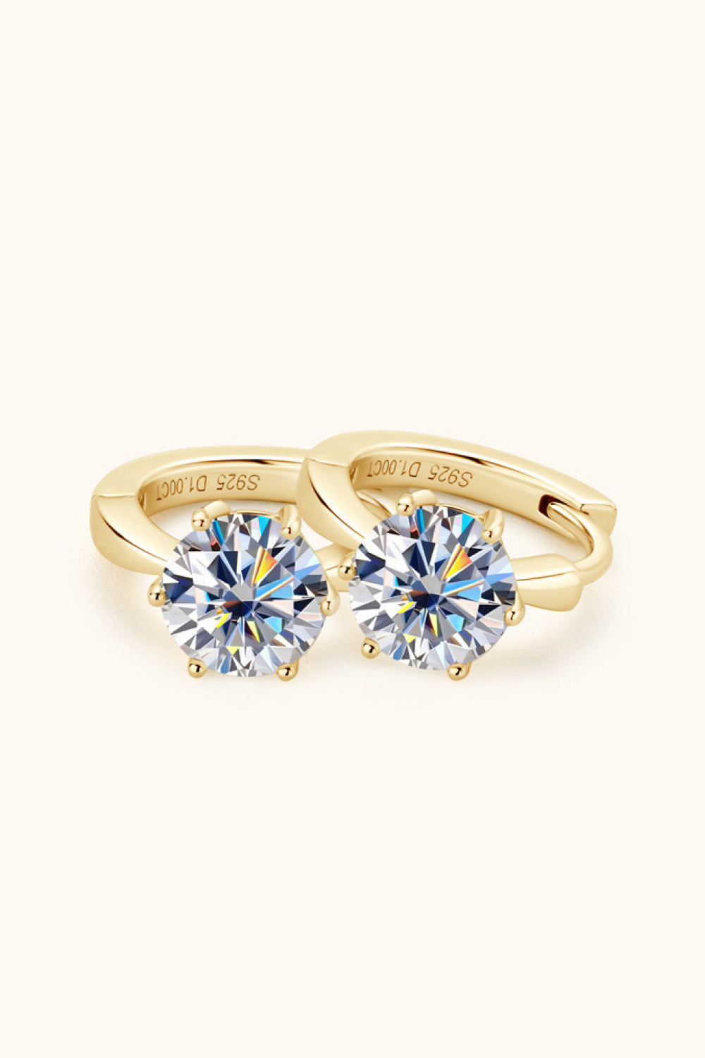 "Perfectionist" 2 Carat Moissanite 925 Sterling Silver Huggie Earrings