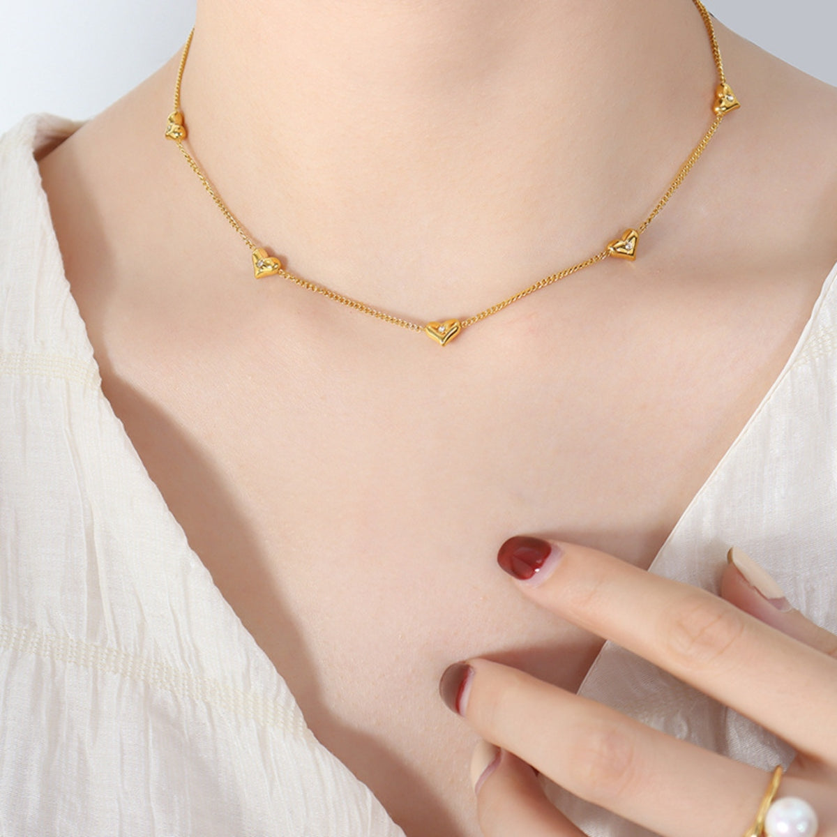 Graceful Love Titanium Steel Zircon Heart Necklace