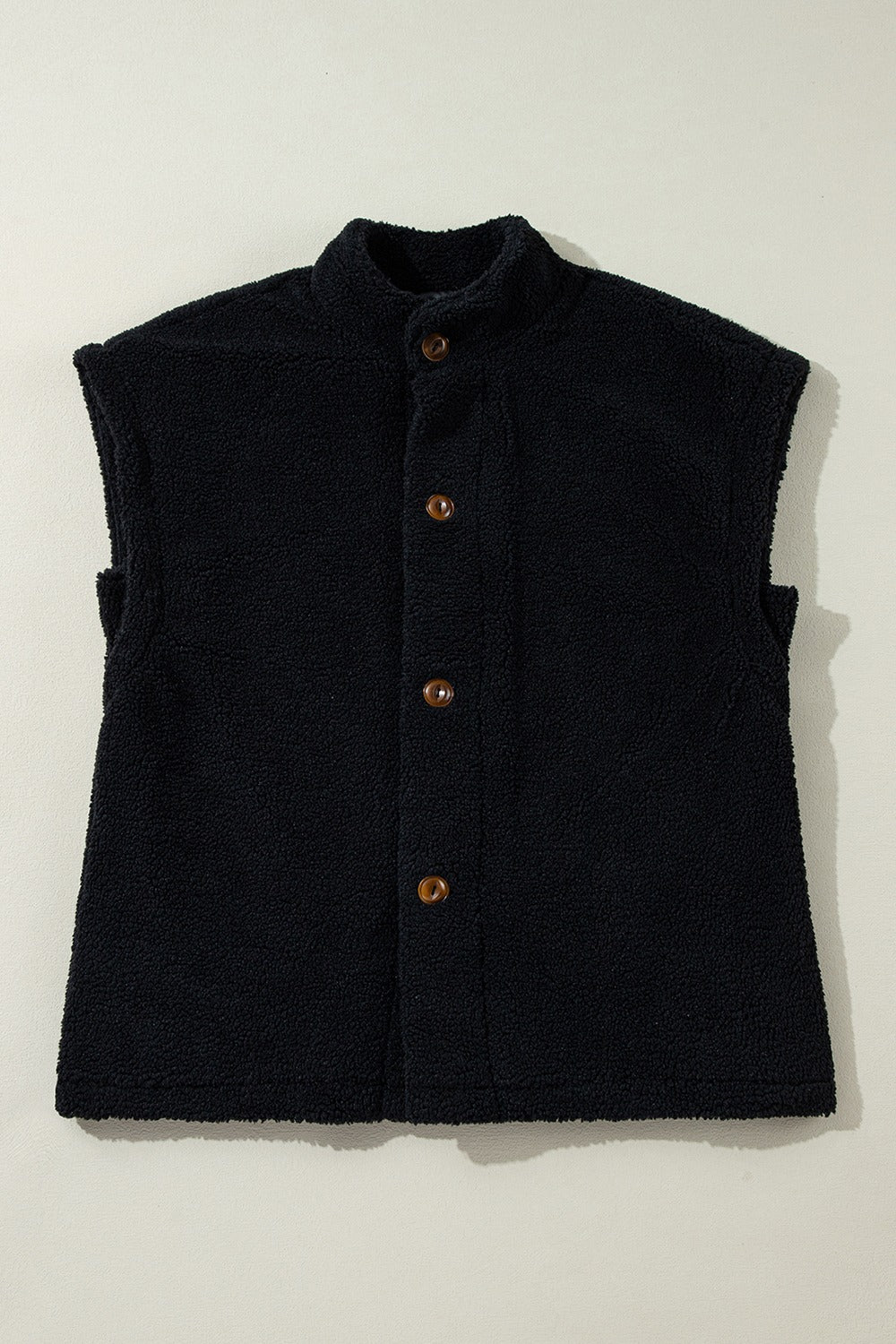 Reina Fuzzy Mock Neck Button Up Vest Coat