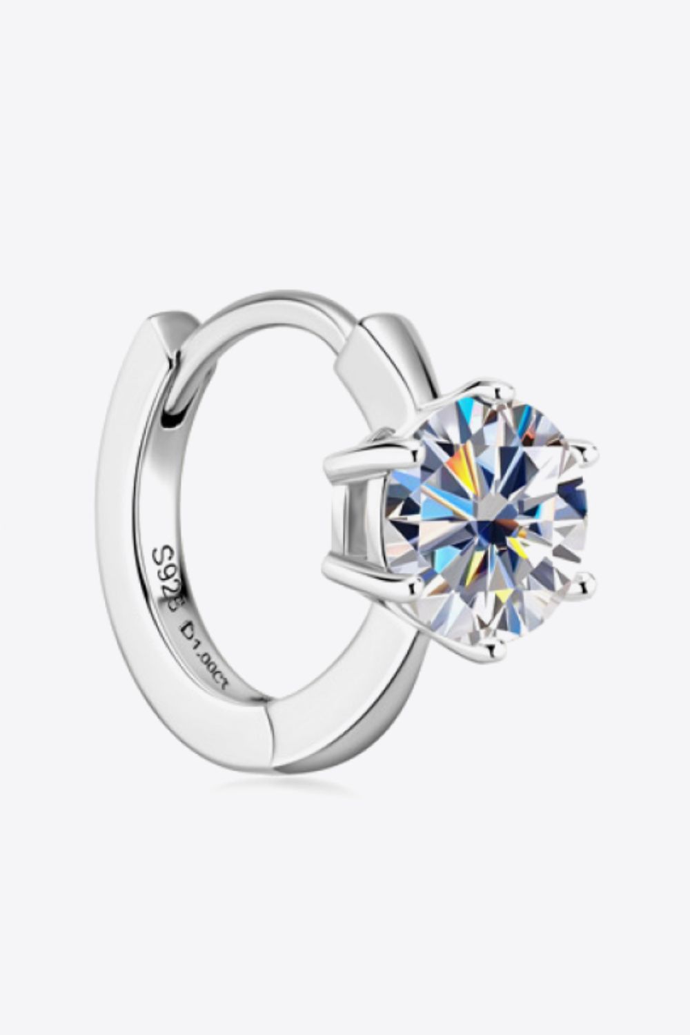 "Perfectionist" 2 Carat Moissanite 925 Sterling Silver Huggie Earrings