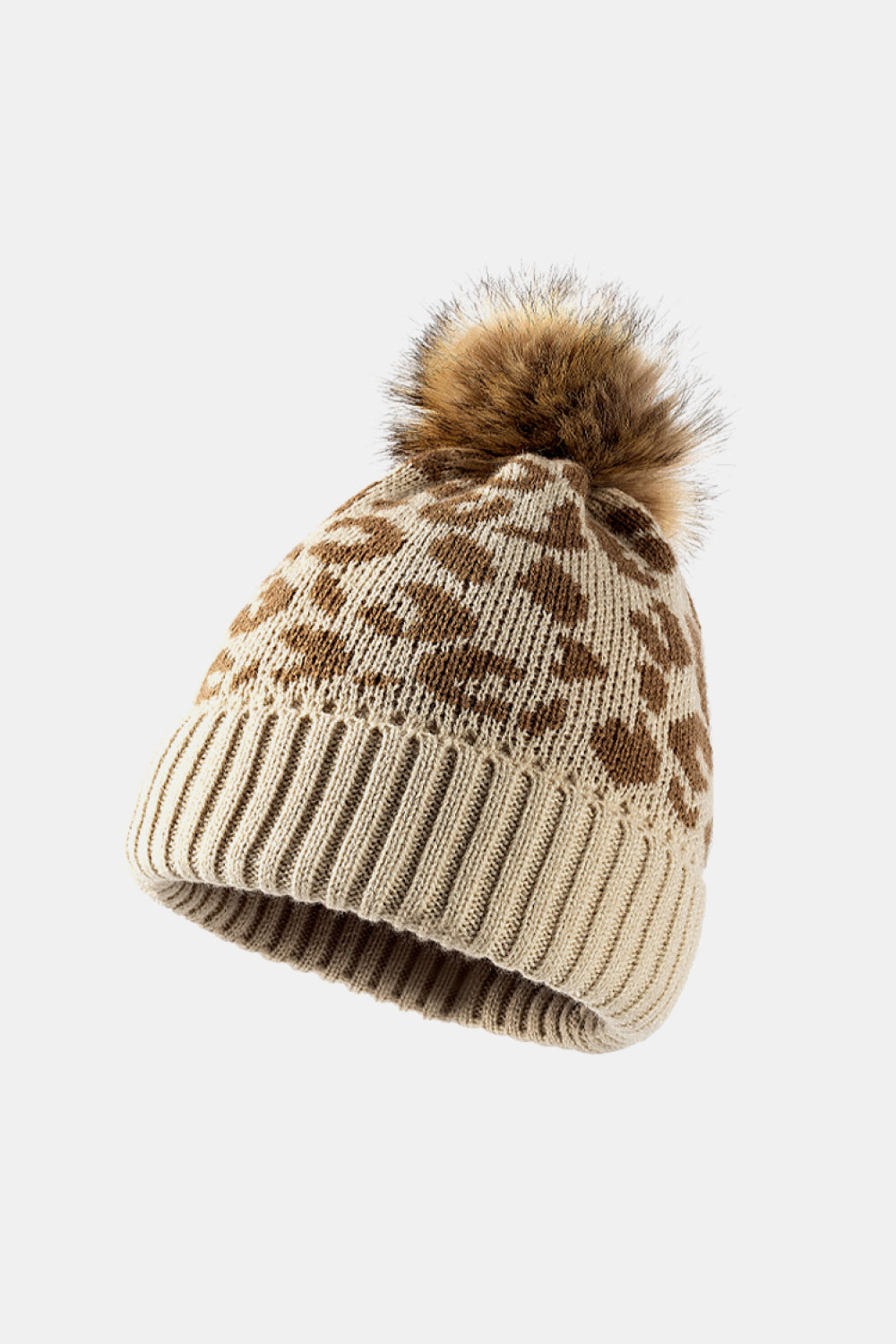 Just Chill Leopard Pom-Pom Cuffed Beanie