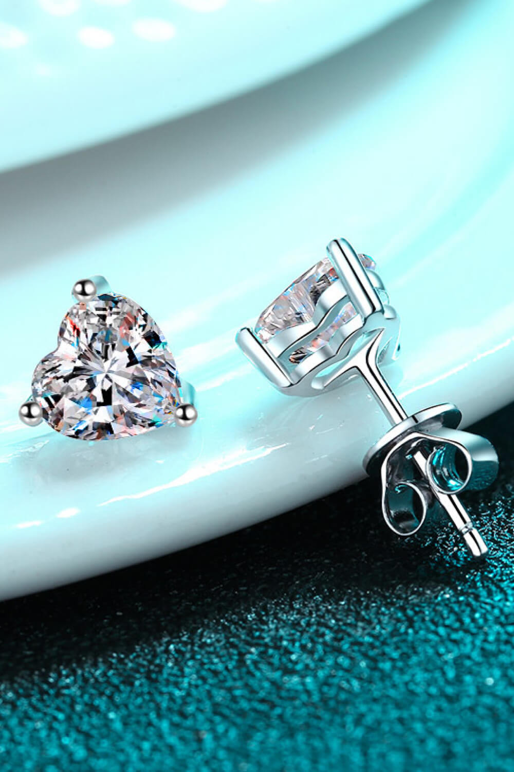 Everlast 2 Carat Moissanite Heart-Shaped Stud Earrings