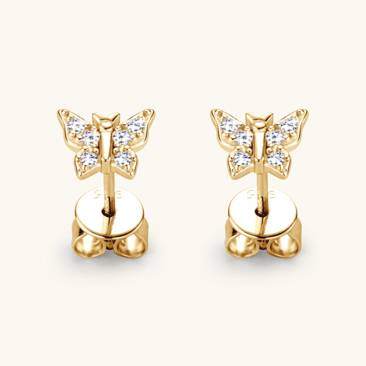 "Butterfly Kisses" Moissanite 925 Sterling Silver Butterfly Stud Earrings