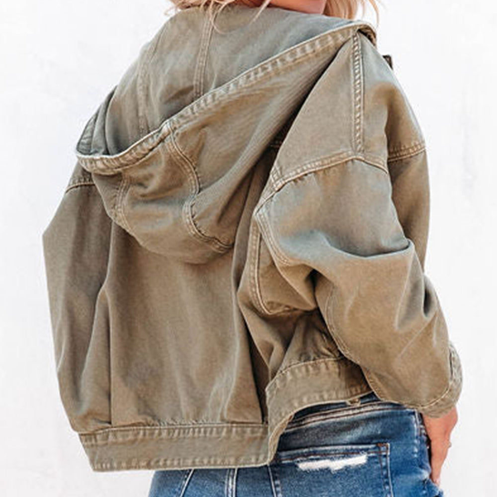 Bree Hooded Dropped Shoulder Denim Jacket