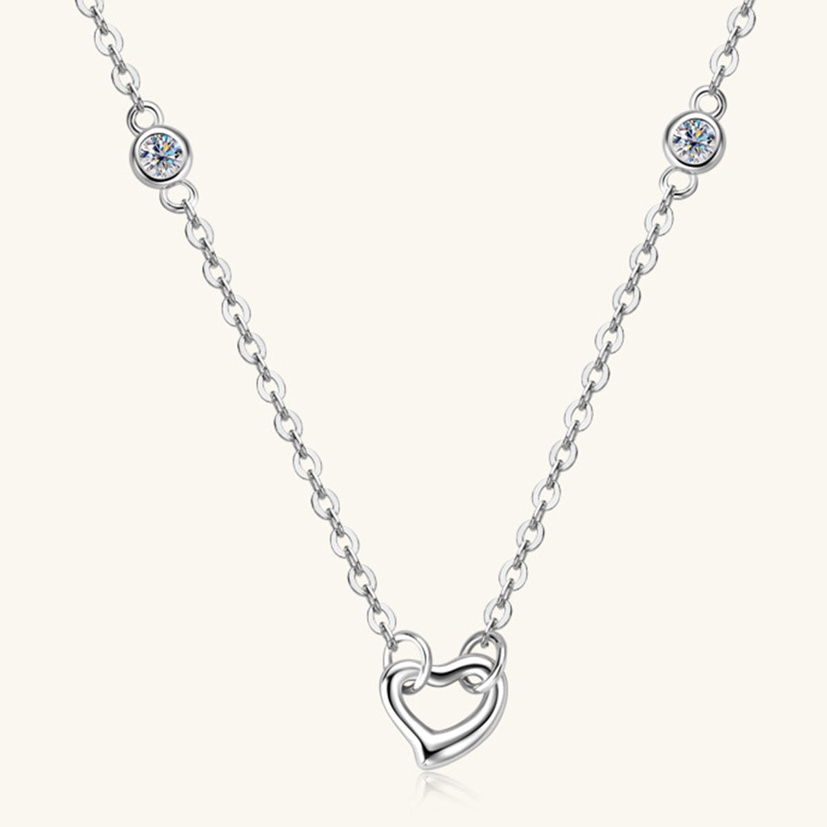 "Lovely" Moissanite 925 Sterling Silver Heart Necklace