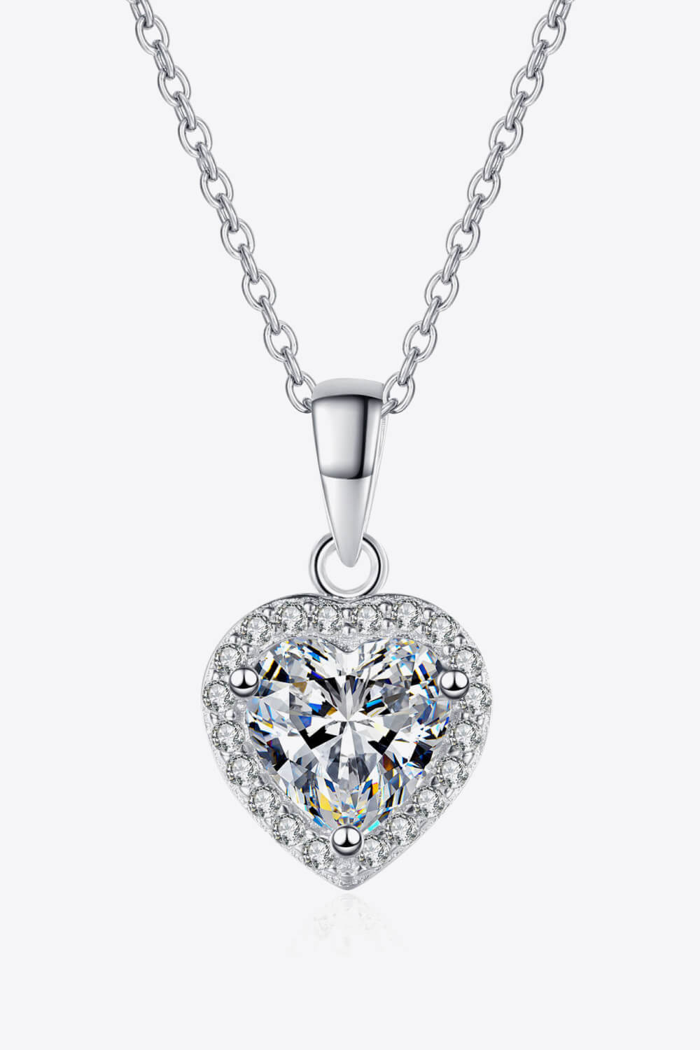 "Serene" 1 Carat Moissanite Heart Pendant Chain Necklace