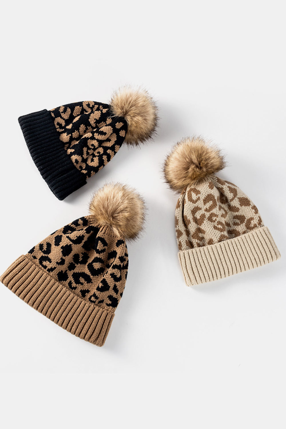 Just Chill Leopard Pom-Pom Cuffed Beanie