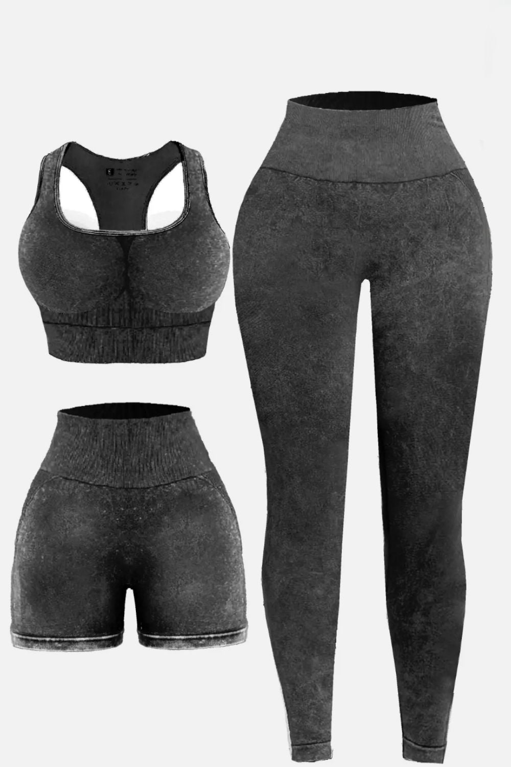 Bessa 3 Piece Washed Square Neck Wide Strap Active Set