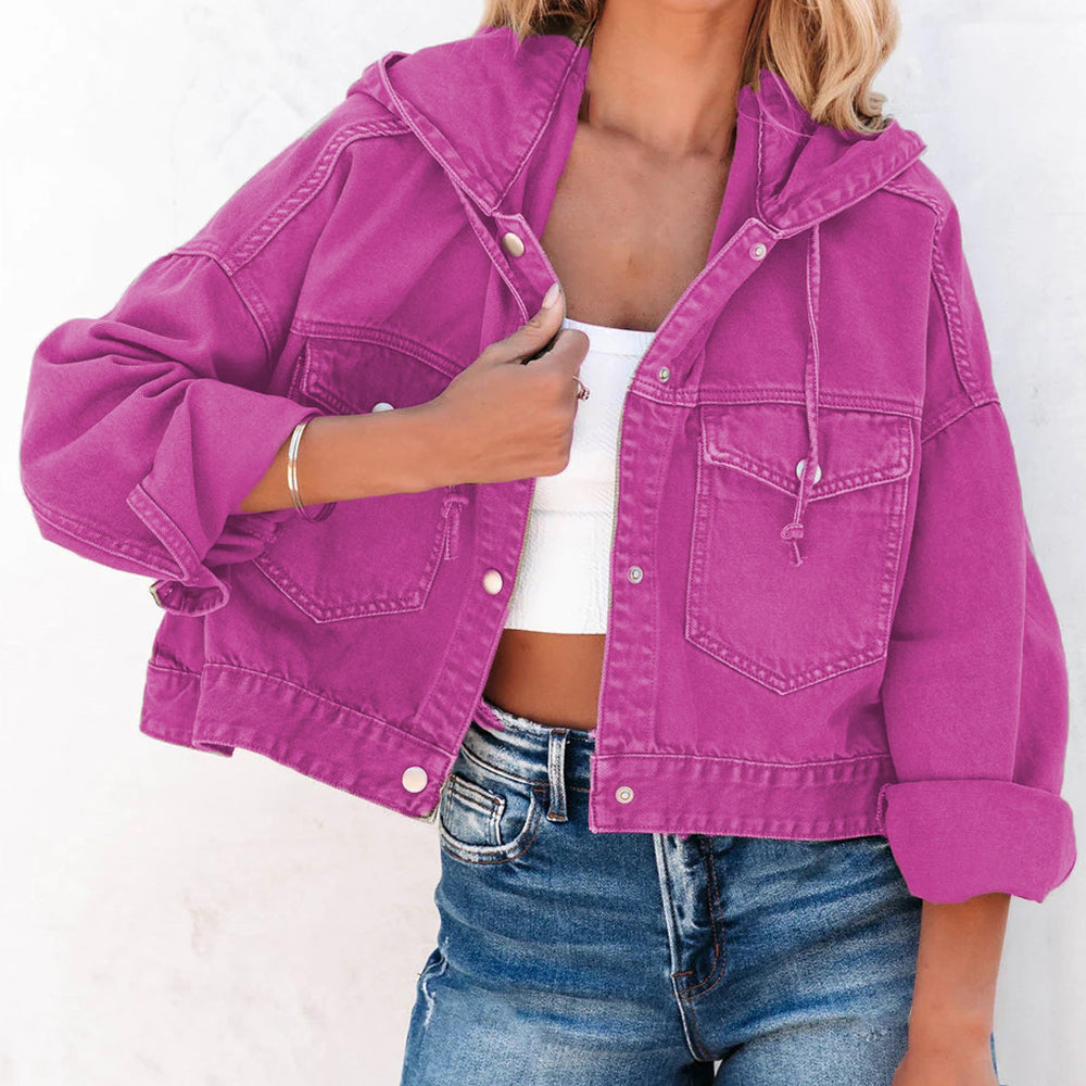 Bree Hooded Dropped Shoulder Denim Jacket