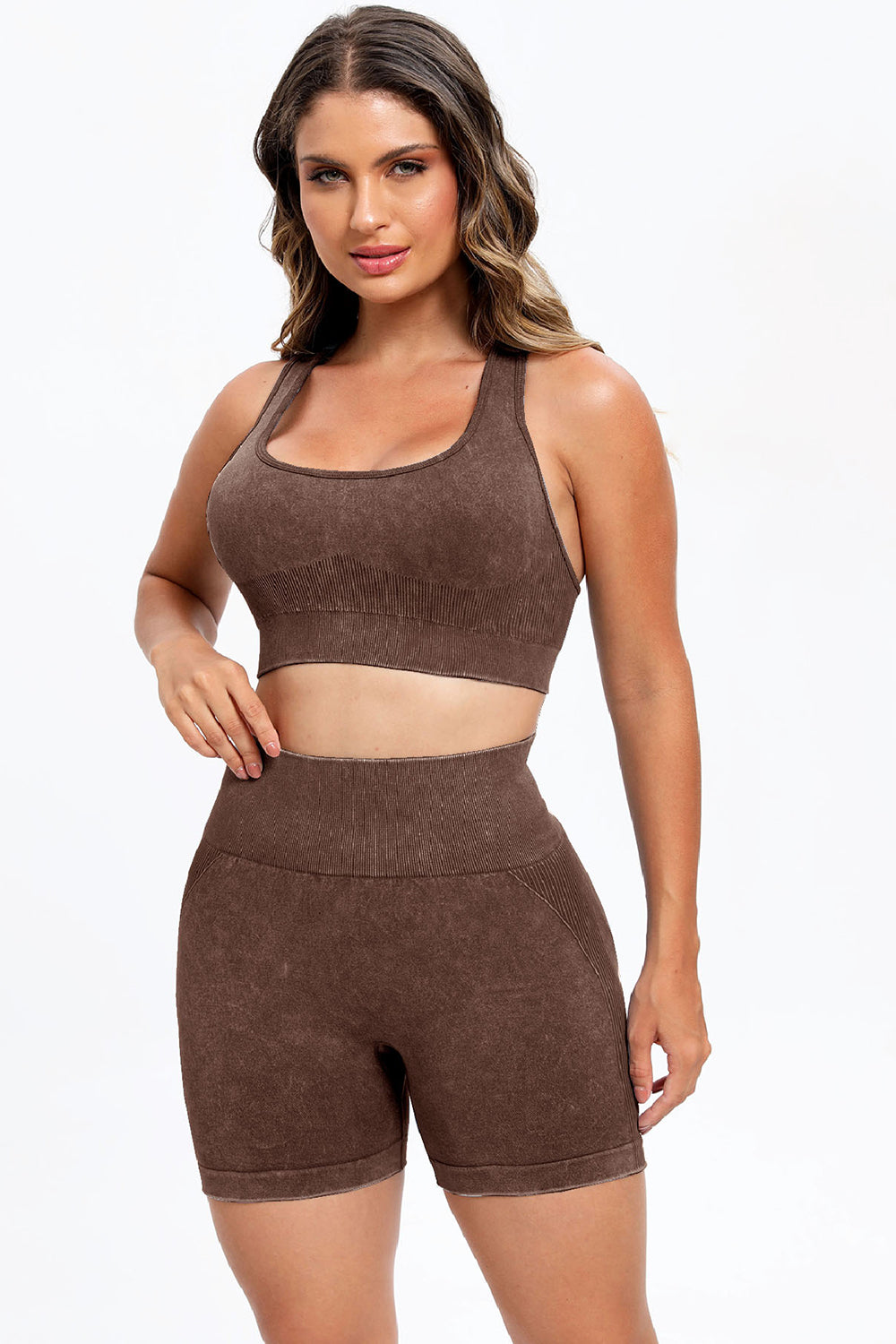 Bessa 3 Piece Washed Square Neck Wide Strap Active Set