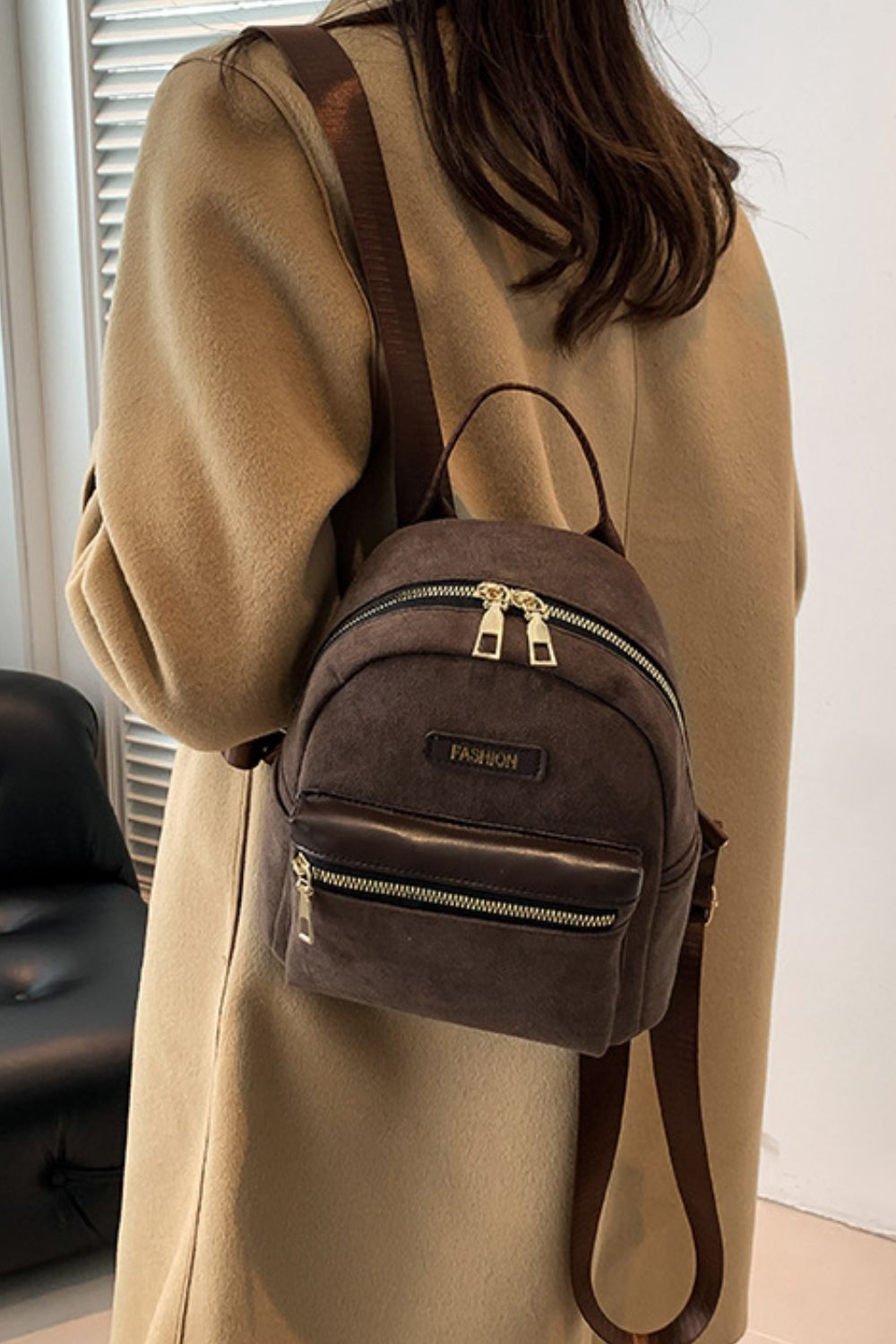 Janie Suede Adjustable Strap Backpack Bag