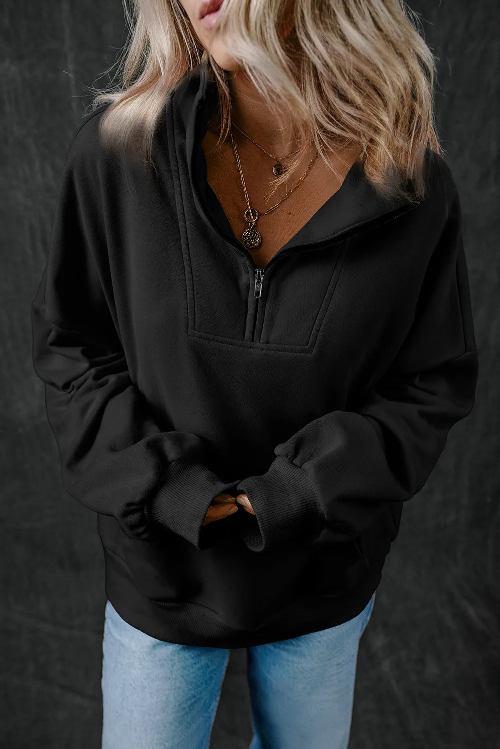 Getting Cozy Half Zip Long Sleeve Sweatshirt