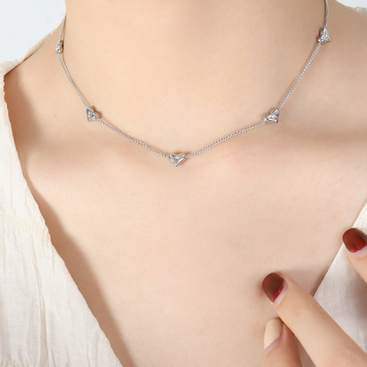Graceful Love Titanium Steel Zircon Heart Necklace