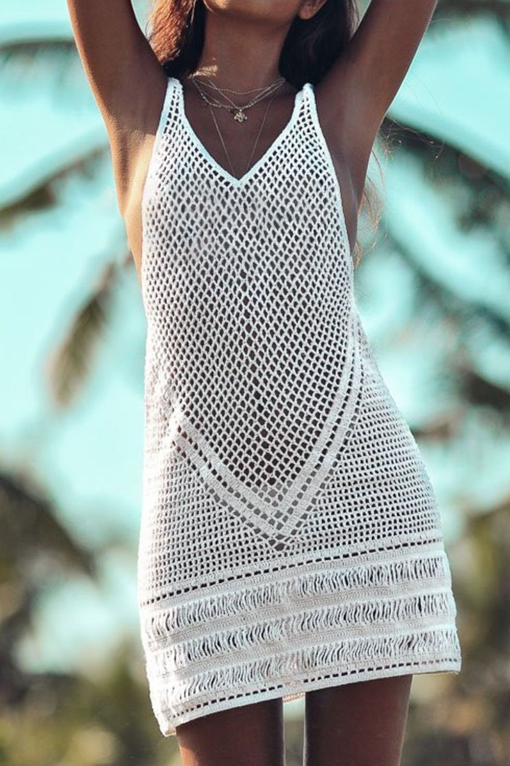 "Beachy-Keen!" V-Neck Tank Knit Cover Up