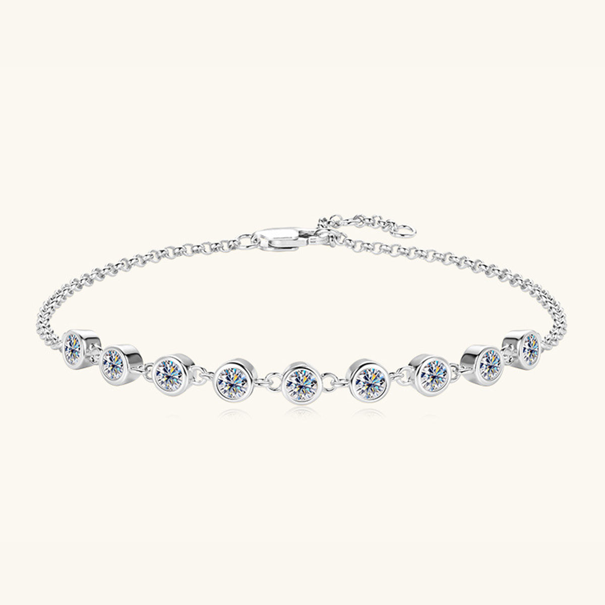 "Lumina" Inlaid Moissanite 925 Sterling Silver Bracelet