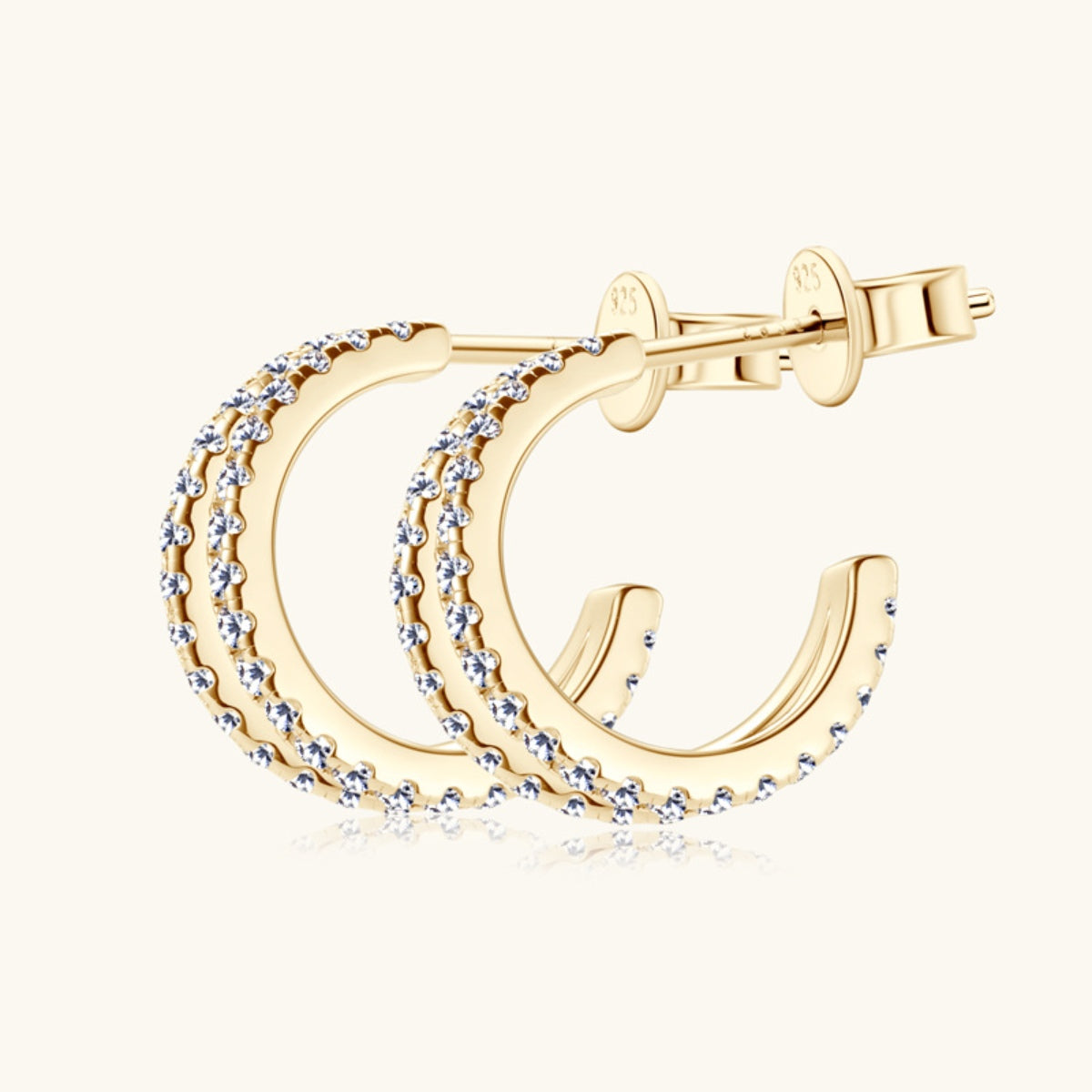 Ivanna Moissanite 925 Sterling Silver C-Hoop Earrings