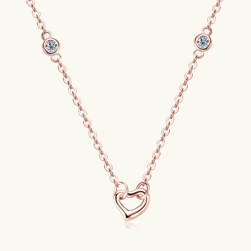 "Lovely" Moissanite 925 Sterling Silver Heart Necklace