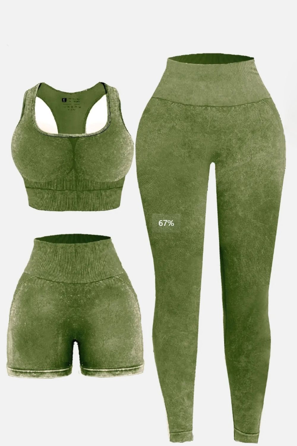 Bessa 3 Piece Washed Square Neck Wide Strap Active Set