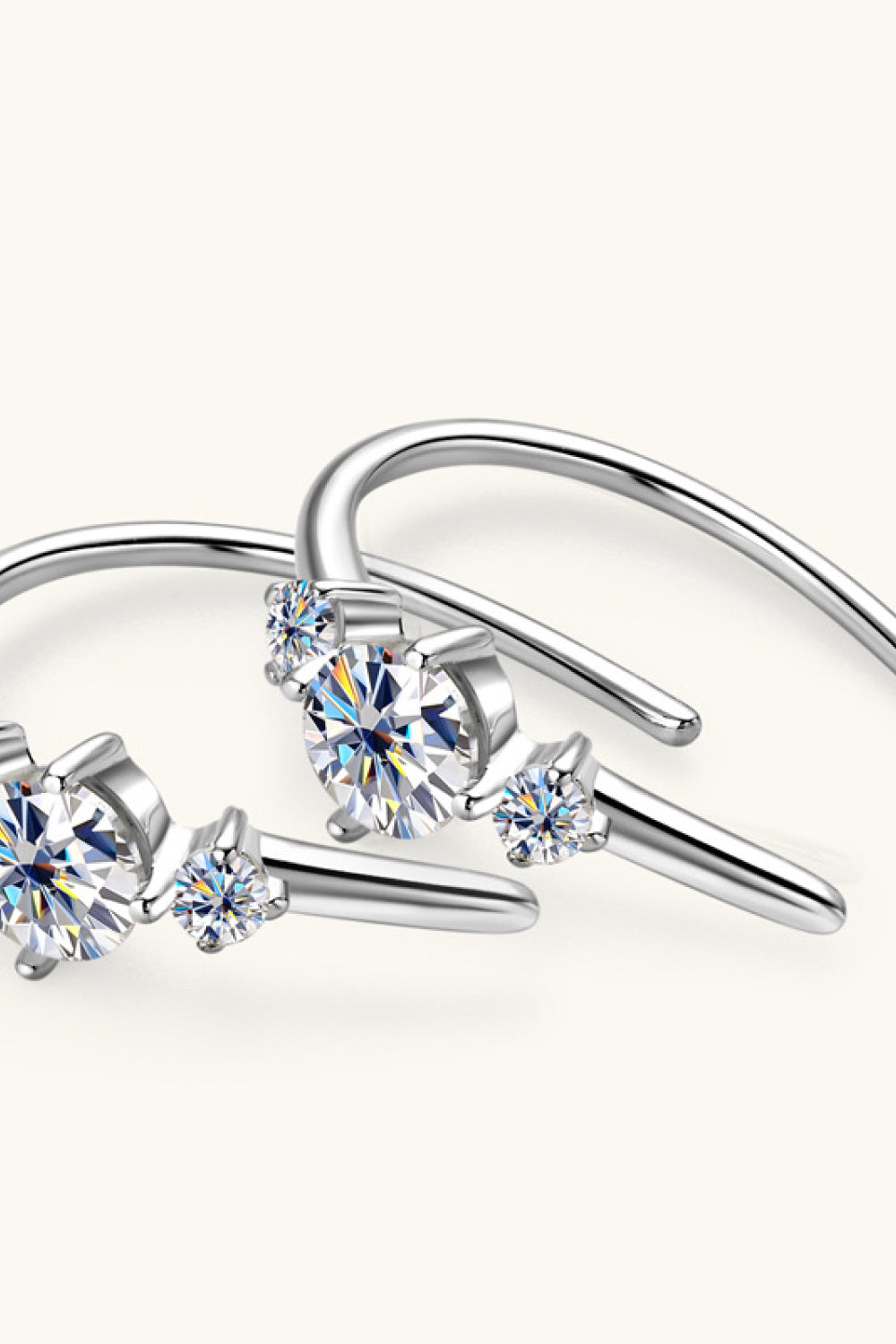 "Horseshoe" Moissanite 925 Sterling Silver Earrings