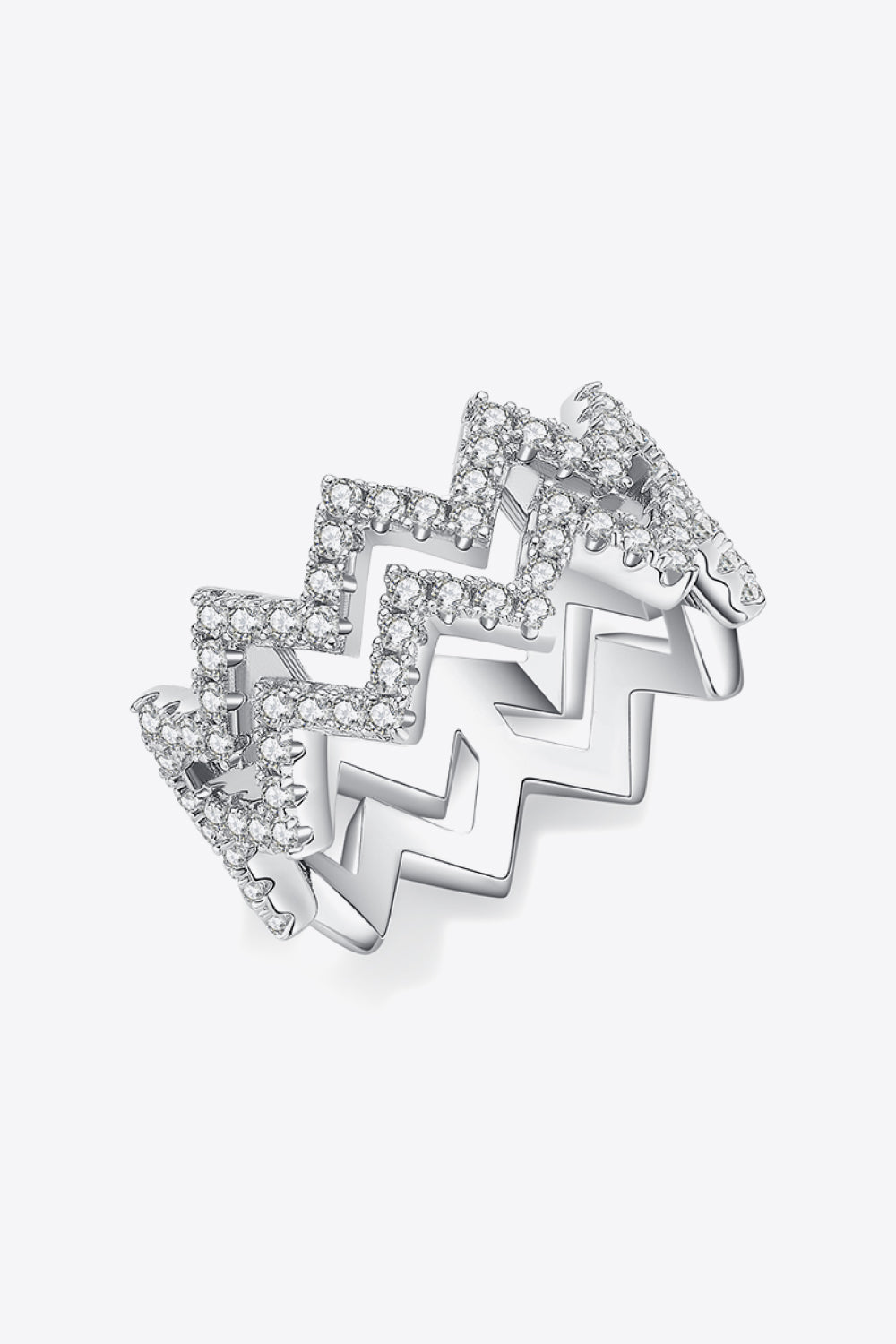 "Your the Zig to my Zag" Adored Moissanite Chevron Stacking Rings