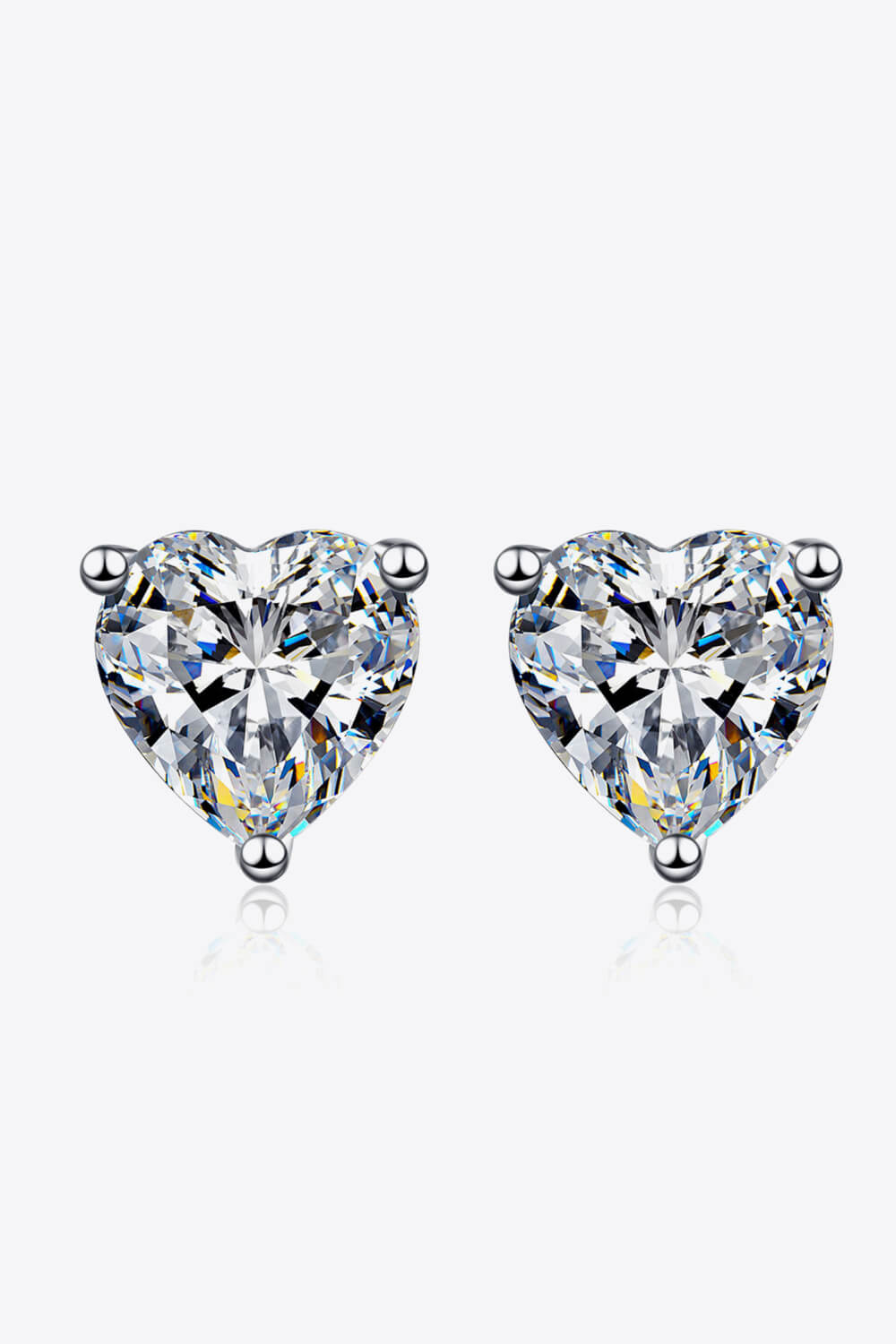 Everlast 2 Carat Moissanite Heart-Shaped Stud Earrings