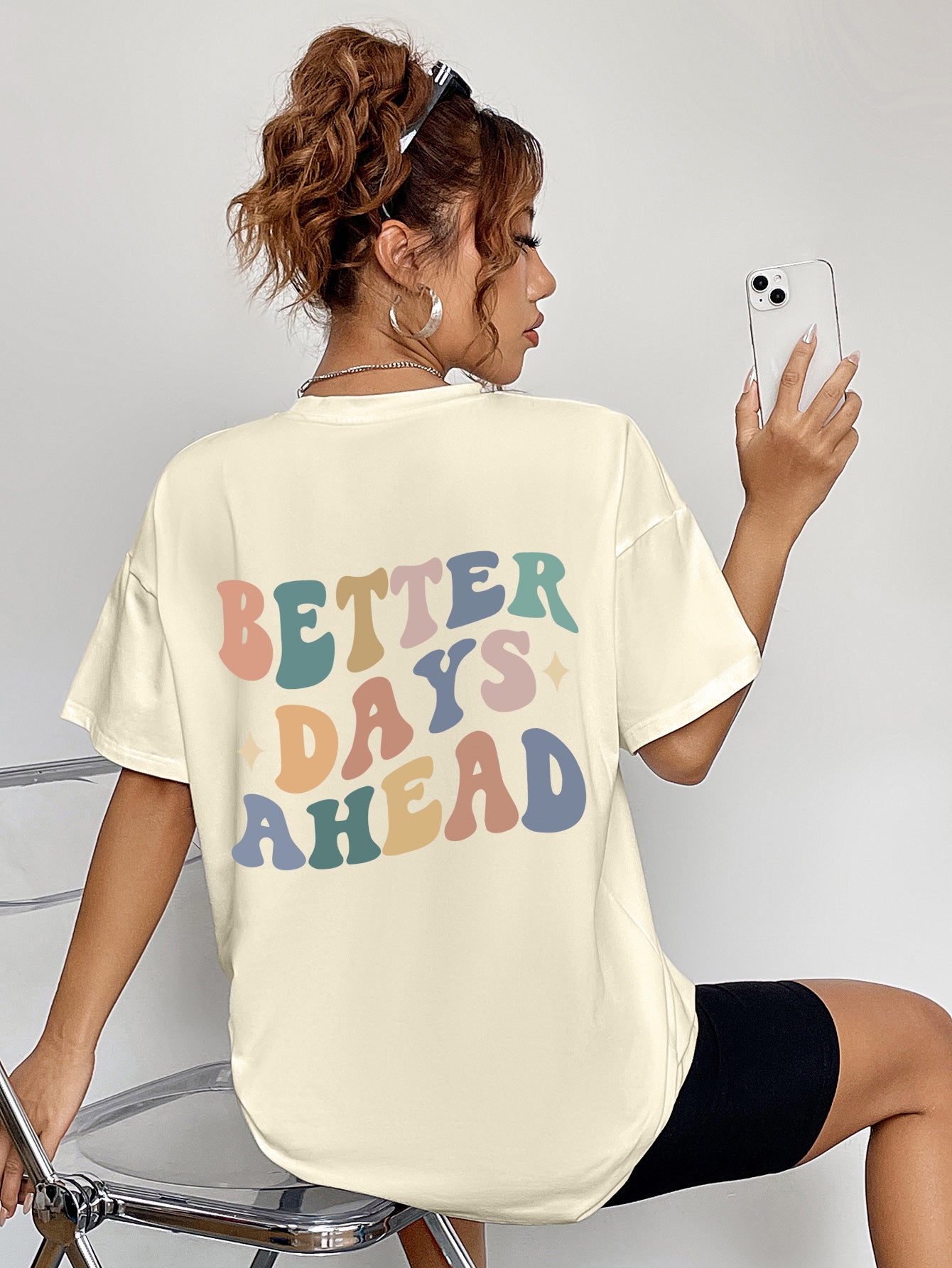 "BETTER DAYS AHEAD" Round Neck T-Shirt