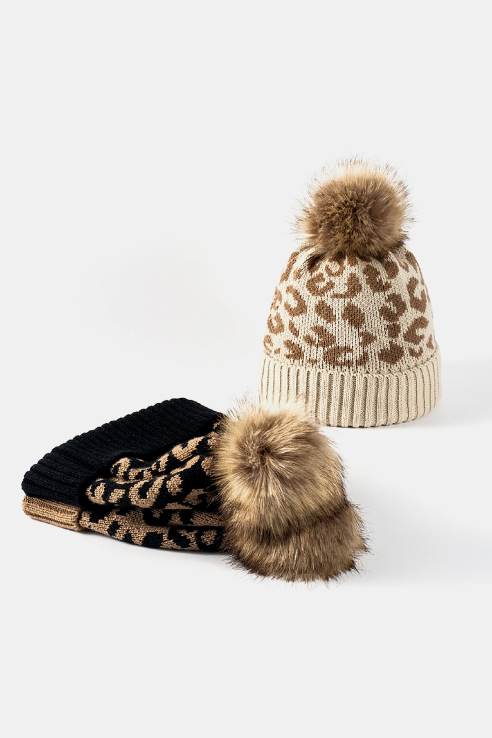 Just Chill Leopard Pom-Pom Cuffed Beanie