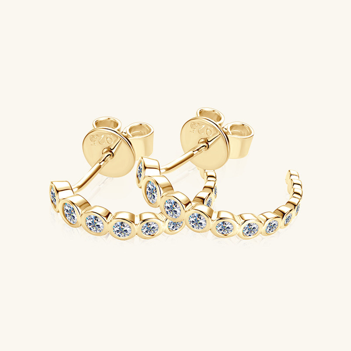 Hannah Inlaid Moissanite 925 Sterling Silver C-Hoop Earrings
