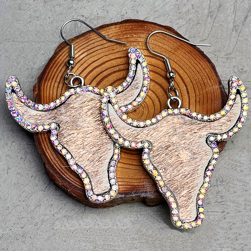 No Bull Rhinestone Bull Earrings