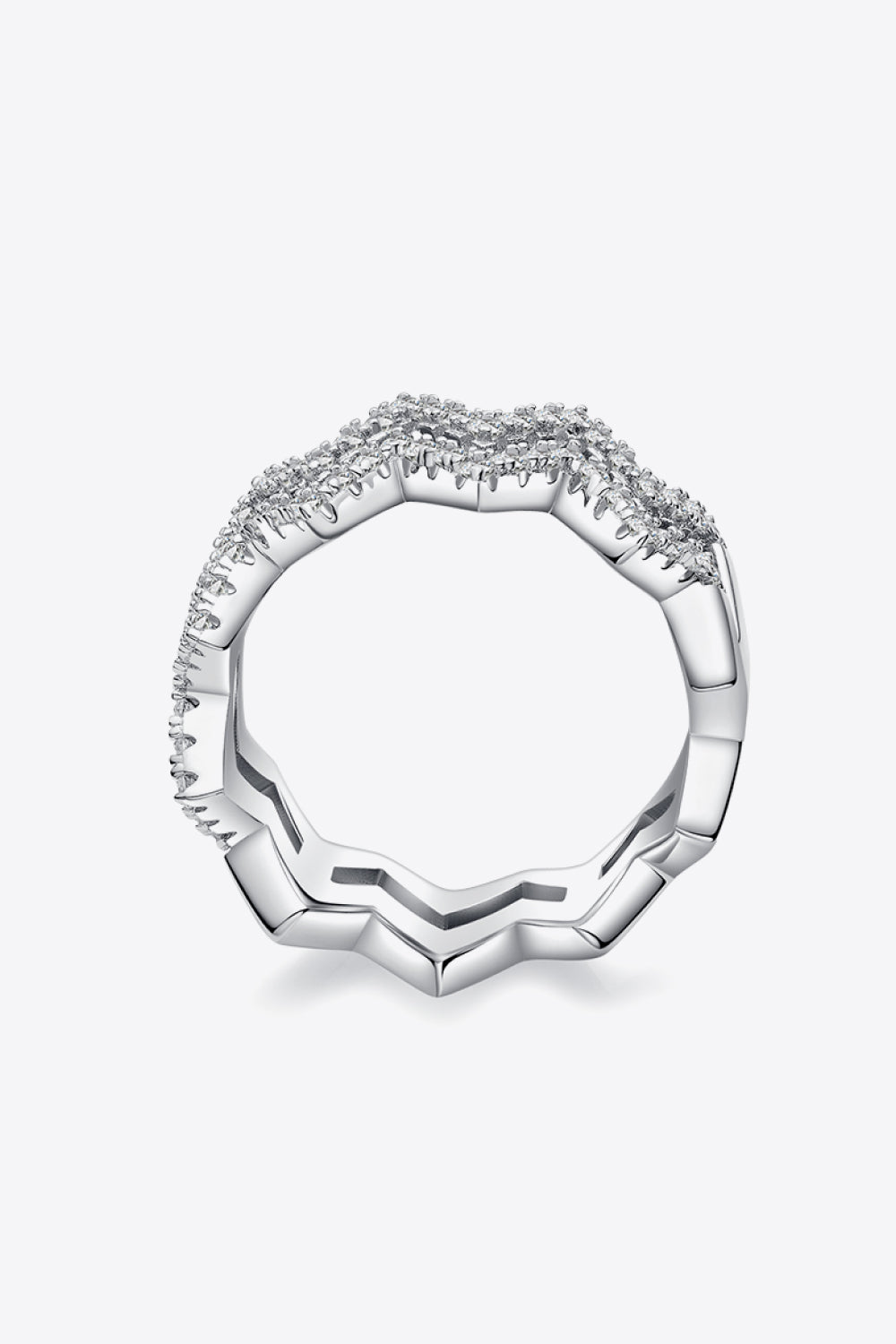 "Your the Zig to my Zag" Adored Moissanite Chevron Stacking Rings
