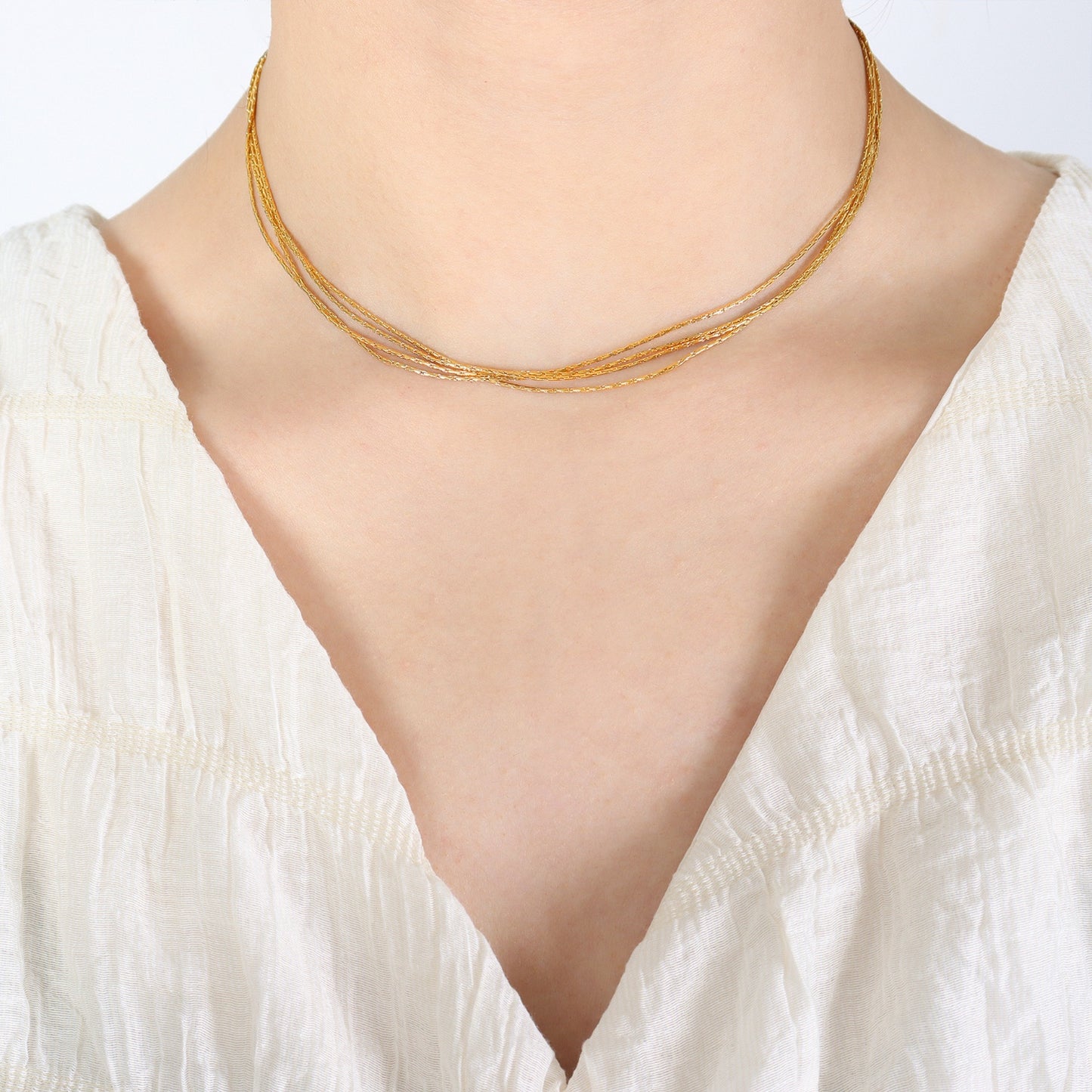 Luna Grace 18K Gold-Plated Multi-Layer Clavicle Chain Necklace