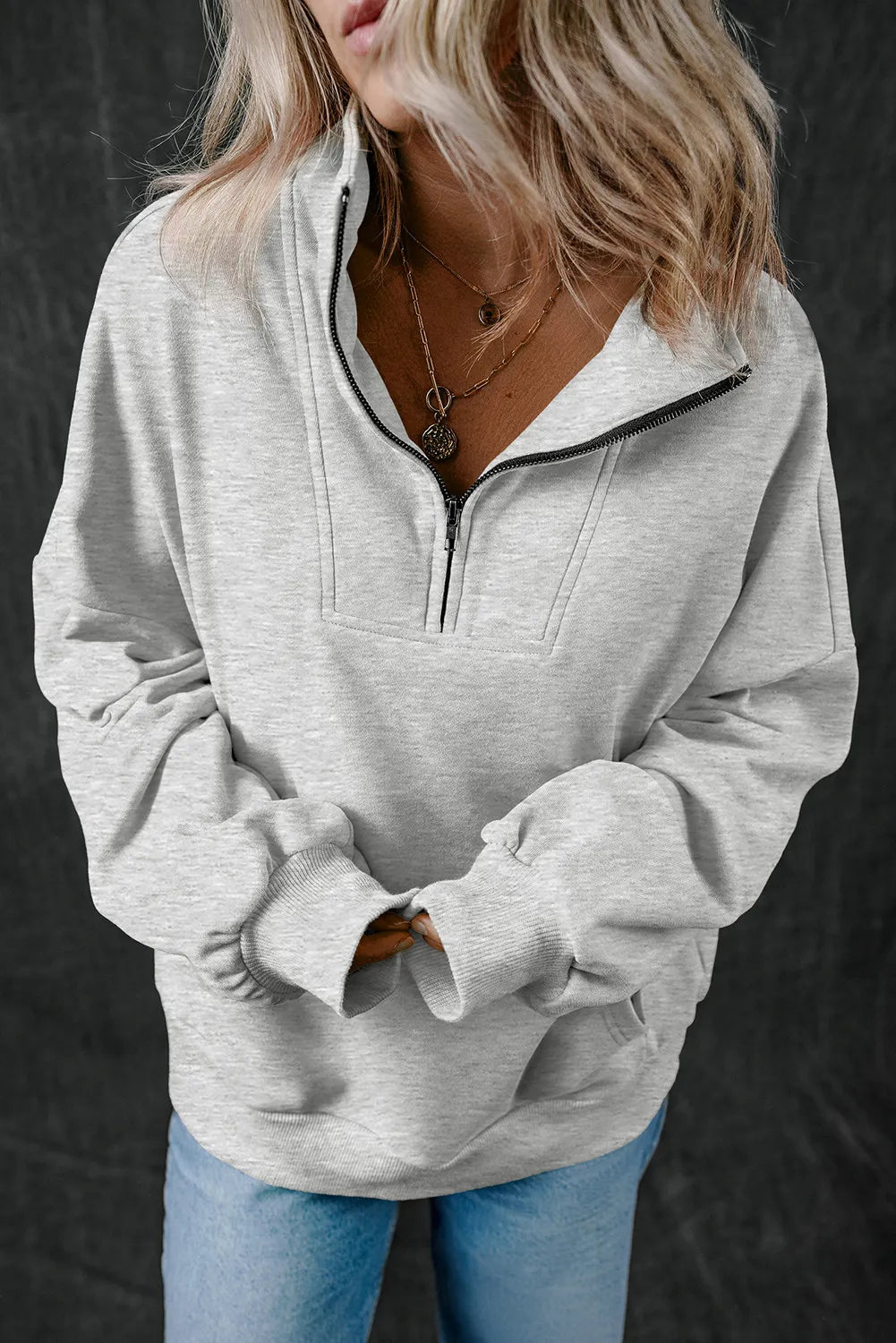 Getting Cozy Half Zip Long Sleeve Sweatshirt