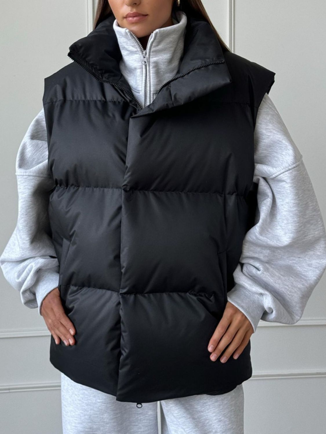 Amarae Zip Up Turtleneck Vest Coat